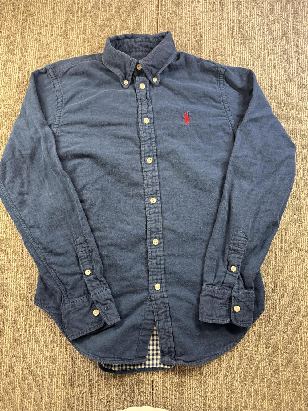 Ralph Lauren Shirt Mens Small Blue Solid Flannel Long Sleeve Button Down Casual
